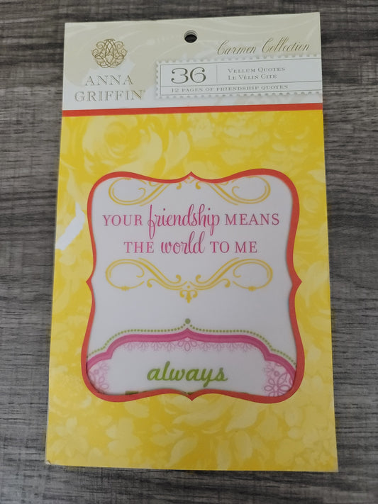 Anna Griffin Carmen Vellum Quotes, 12 Friendship Pages