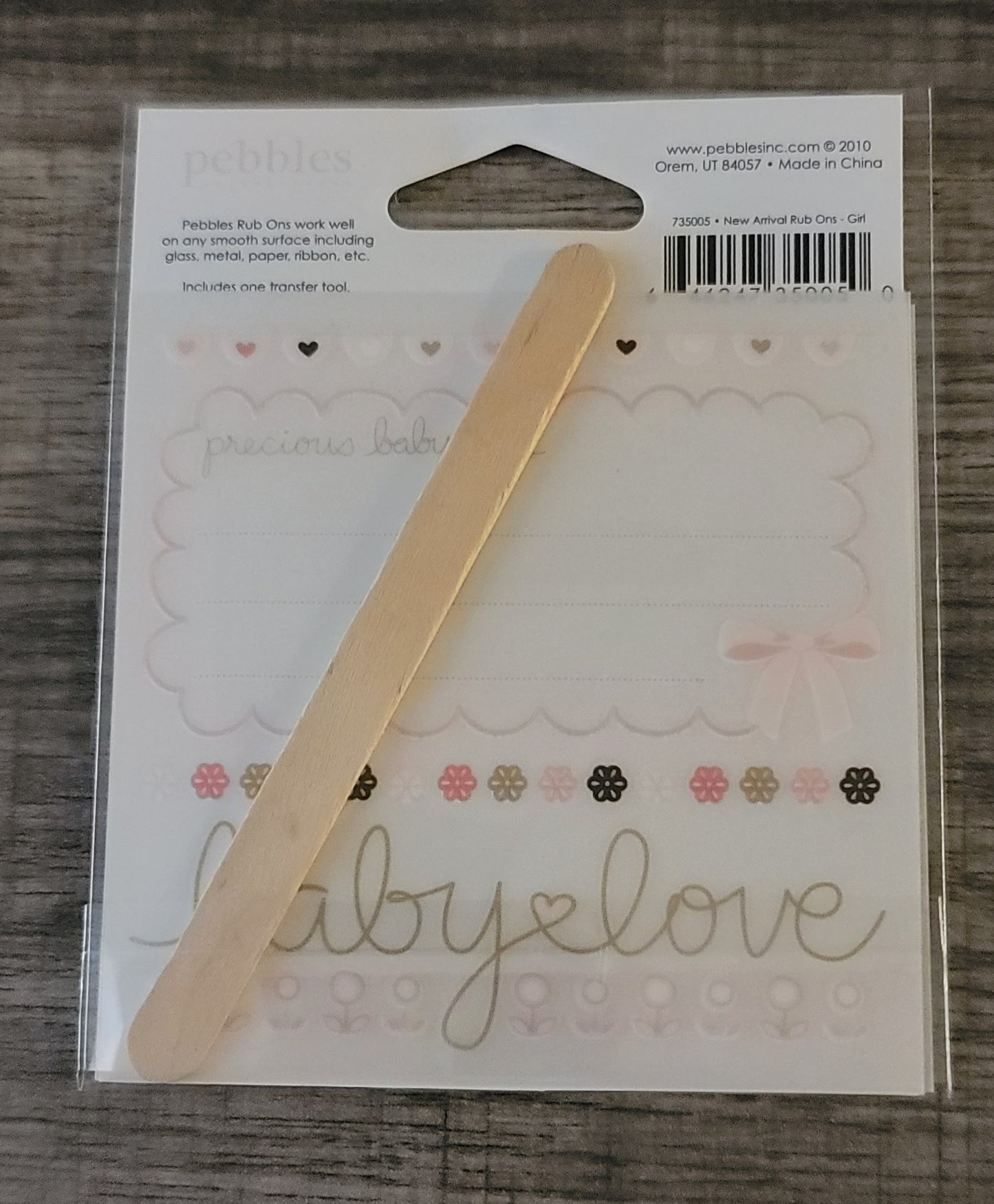 Pebbles "New Arrival Girl" Rub-On Transfers