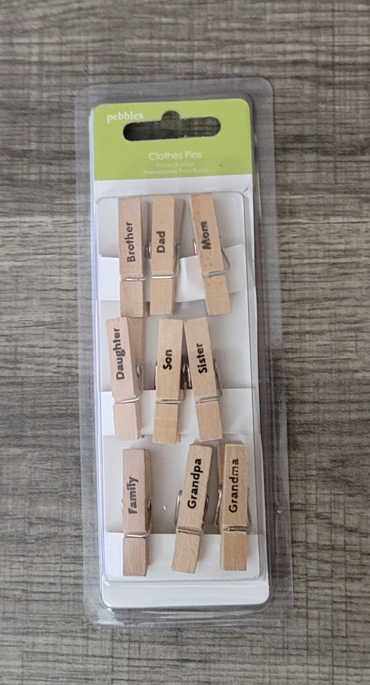 Pebbles Family Themed Clothes Pins Embellishments