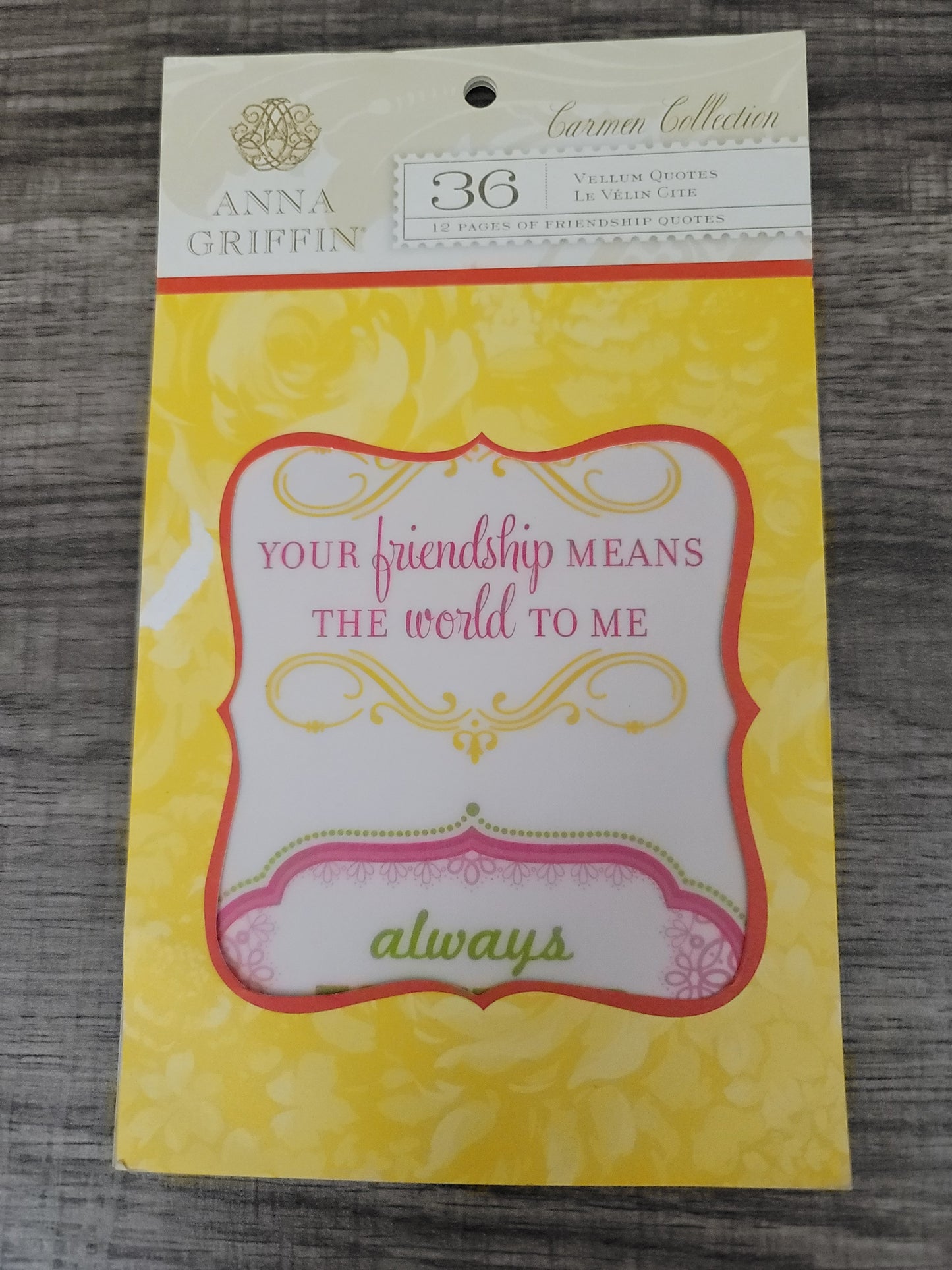 Anna Griffin Carmen Vellum Quotes, 12 Friendship Pages
