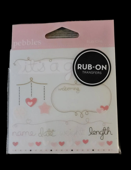 Pebbles "New Arrival Girl" Rub-On Transfers