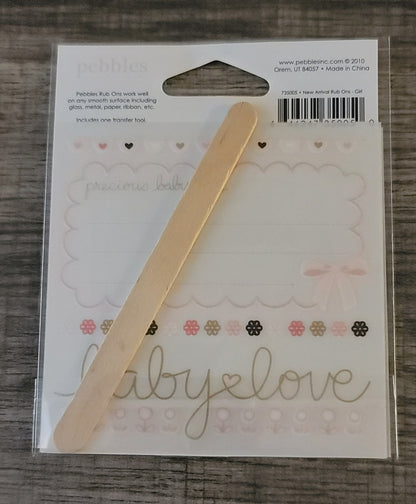 Pebbles "New Arrival Girl" Rub-On Transfers