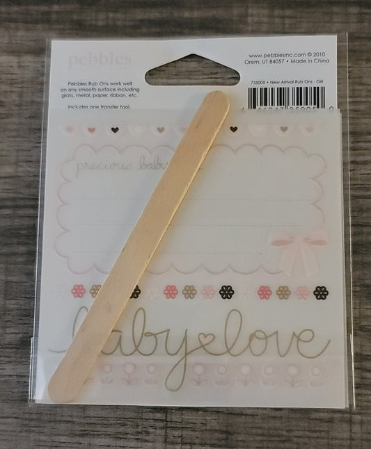 Pebbles "New Arrival Girl" Rub-On Transfers