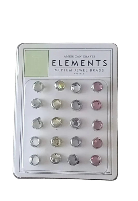 American Crafts Elements Medium Jewel Brads Pastel