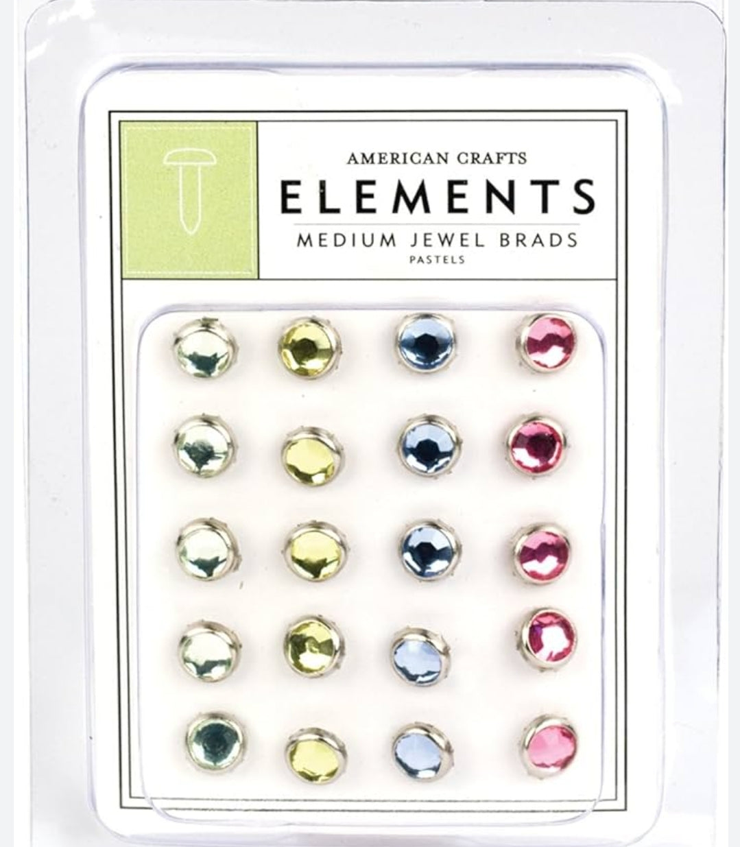 American Crafts Elements Medium Jewel Brads Pastel