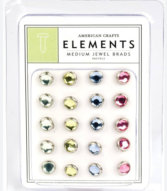 American Crafts Elements Medium Jewel Brads Pastel