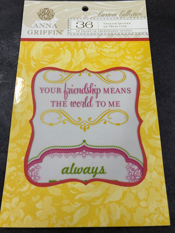 Anna Griffin Carmen Vellum Quotes, 12 Friendship Pages